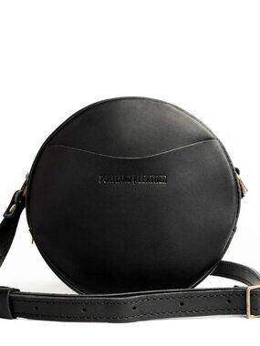 Portland Leather Goods Premium Small Circle Crossbody Black